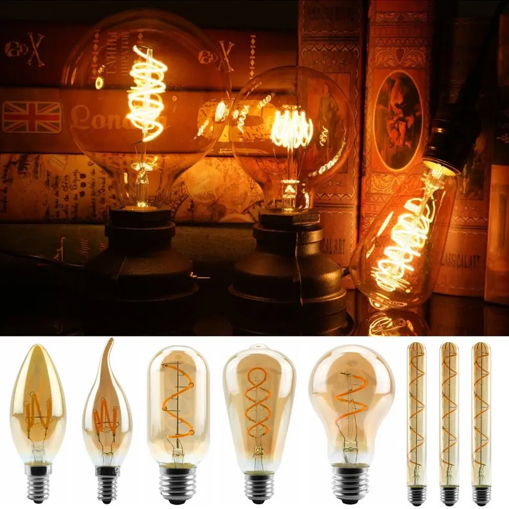 Bright E14/E27 holder Antique Incandescent Decoration Screw connector Edison Lamp Glass Filament Vintage Retro Bulb