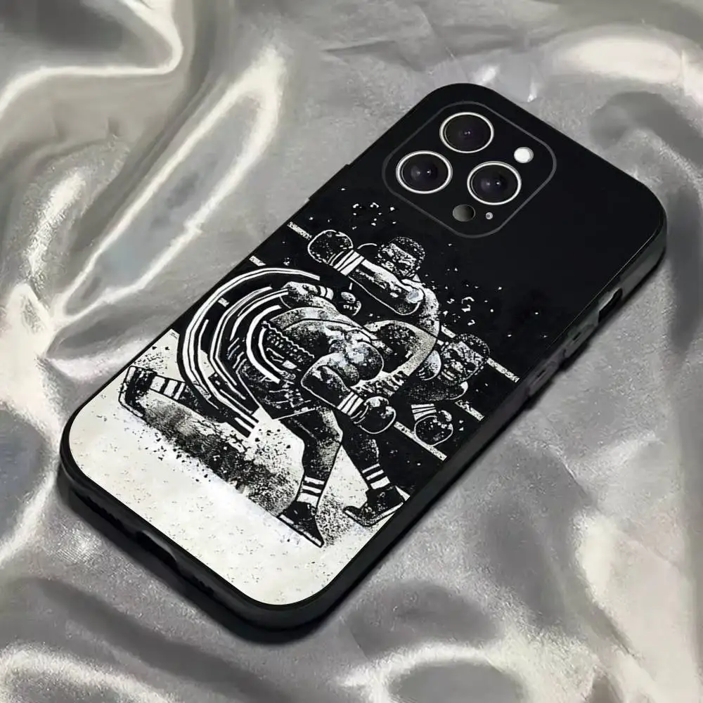 Étui de téléphone avec gants de boxe pour iPhone 16,15,14,13,12,11,Pro,Max,Plus,X,XS,SE4,E,Mini, étui noir souple