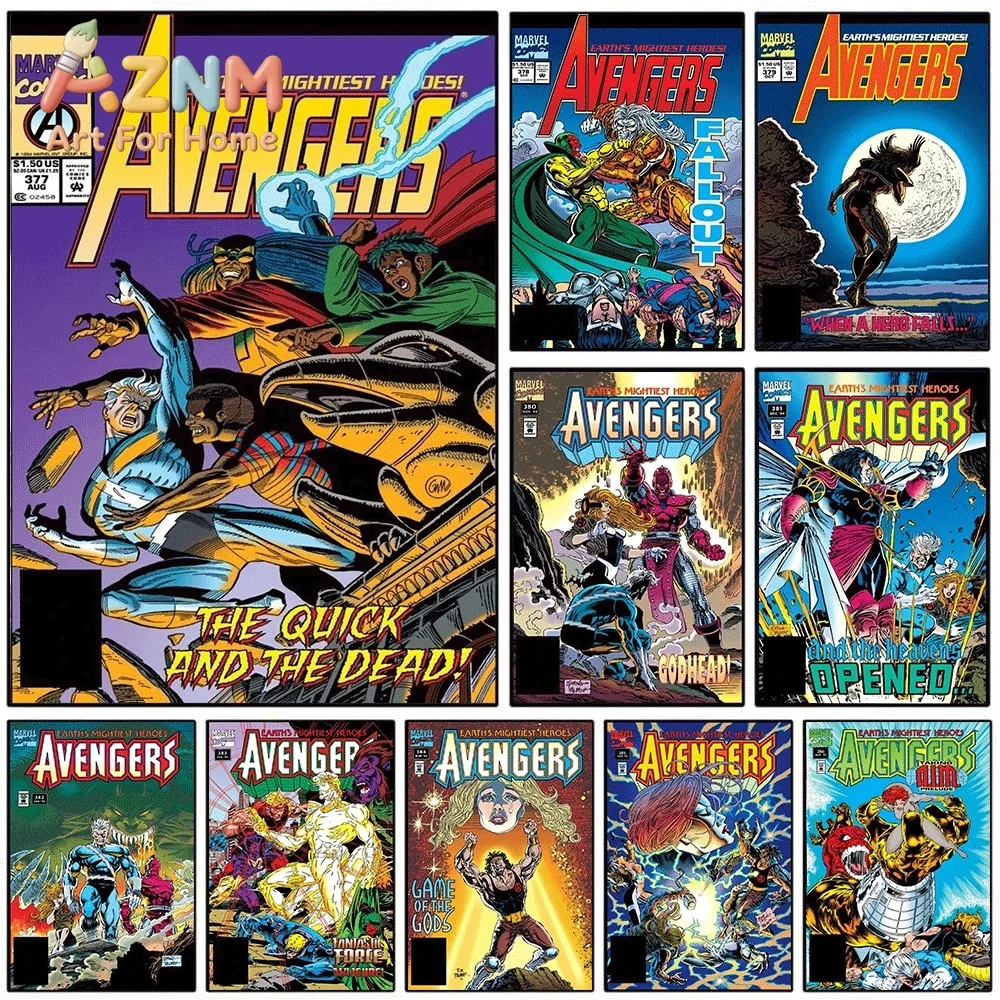 AZNM The Avengers #377 The Quick And The Dead Comic Canvas Wall Art No Frame Vintage Superhero Print Poster Home Decor