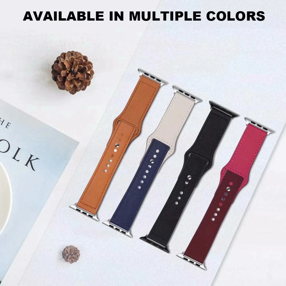 

【For Apple Watch Strap】Apple Watch Series 7 6 se 5 4 3 2 1 Genuine leather loop strap fo iWatch 45mm 41mm Smart Watch Accessory