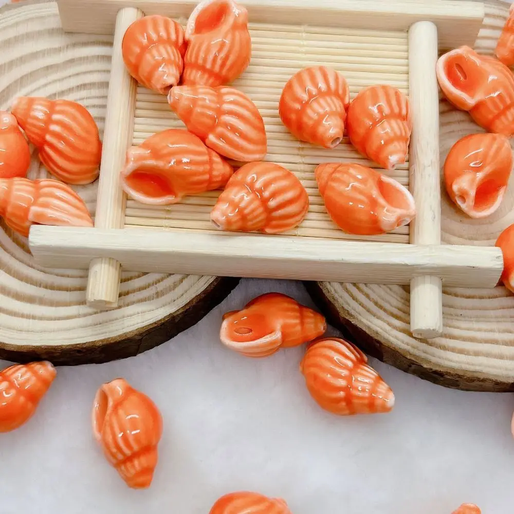 10Pcs Handmade Craft Conch Shell Bead Fresh Color Ceramic Ceramic Spacer Loose Beads Bracelet Making Kit Fashion
