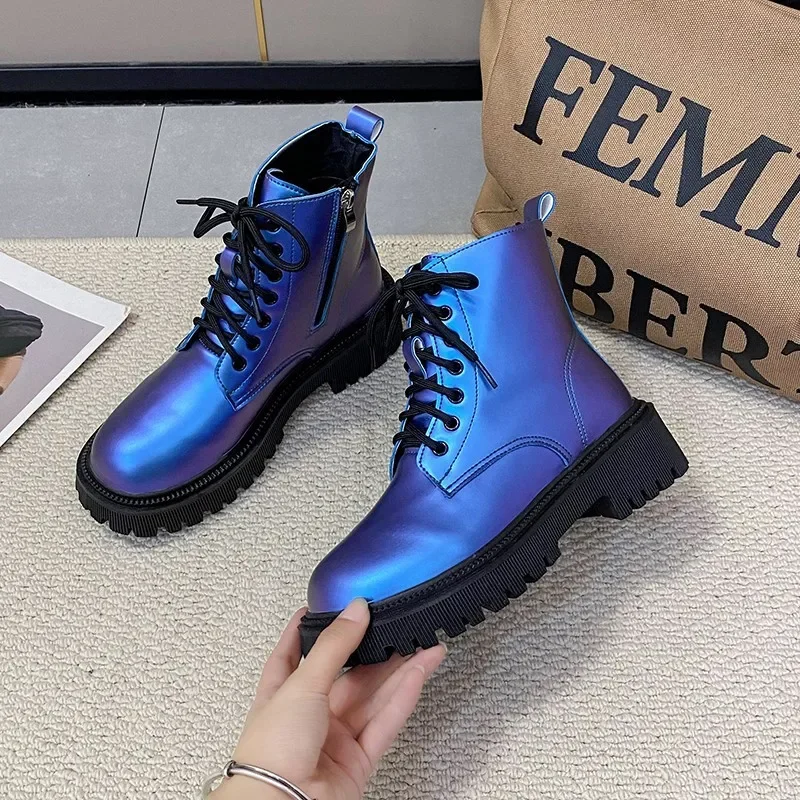 

Leather Ankle Boots for Men Women Shiny Lacquer Short Boots Winter Fashion Anti Slip Durable Boots Banquet Travel Casual Shoes