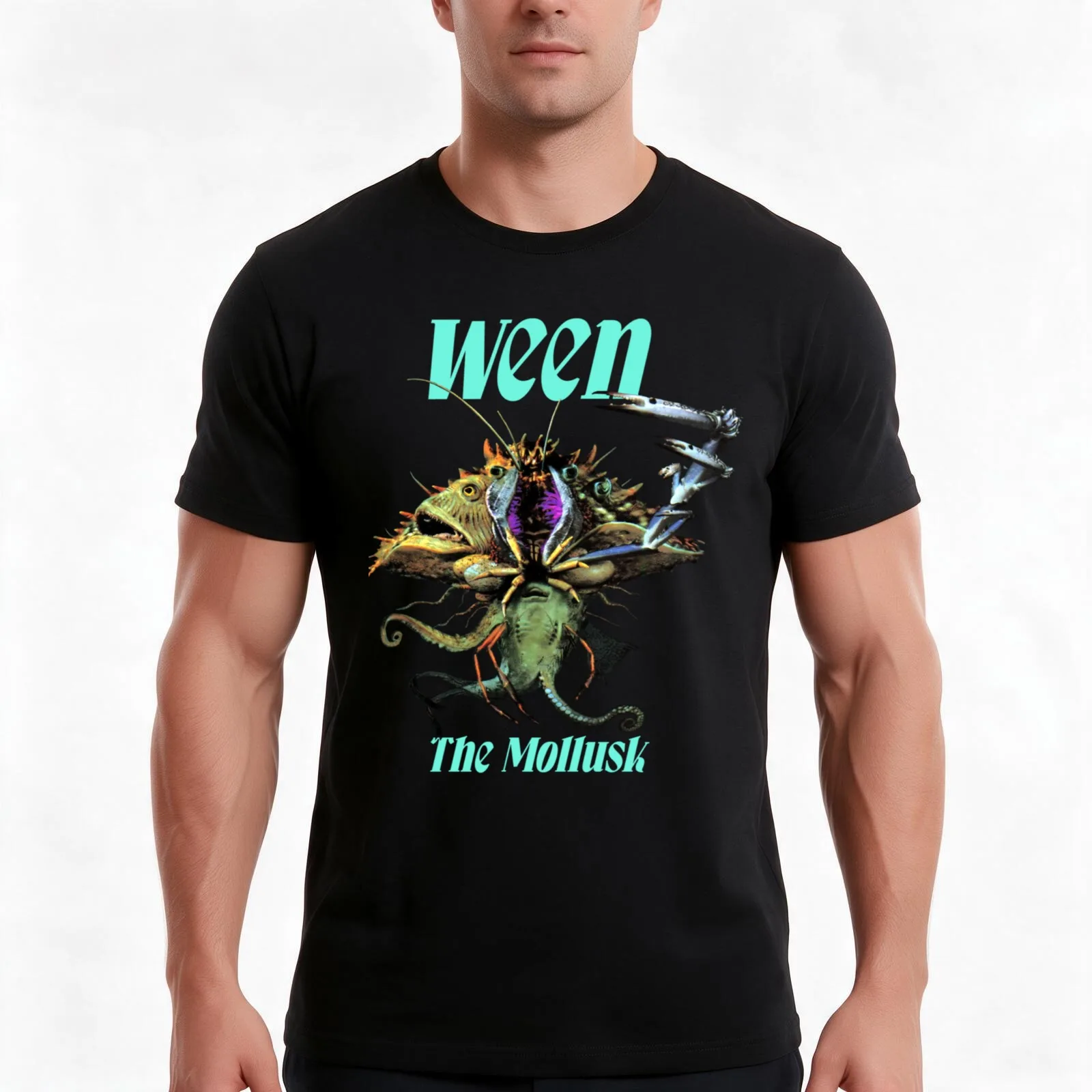 The Stay Eel Ween The Mollusk T-Shirt, Summer Casual Cotton Tee, Oversized Streetwear Tops, Vintage Graphic Print, 100% Cotton