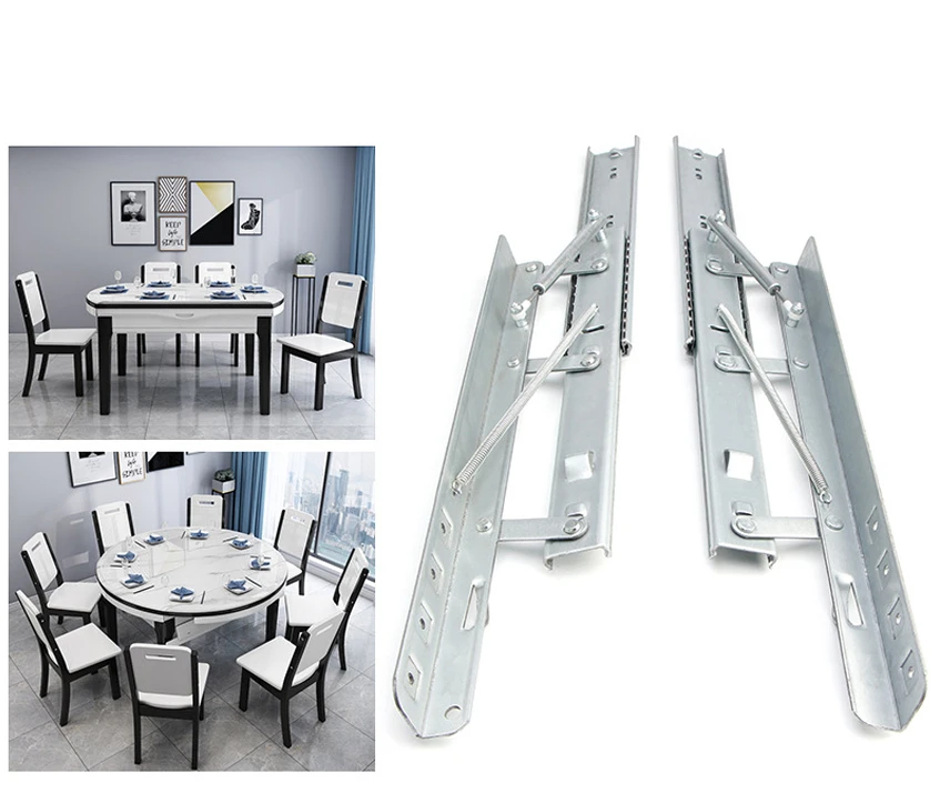 

Folding Telescopic Dining Table Lift Slides Rails Interchange Between Square And Round Tables Push-pull Hidden Table Hardware