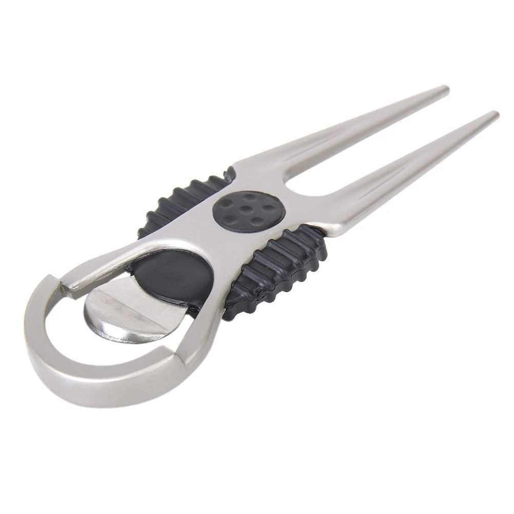 

3.7 Inch Silver Golf Divot Tool Lightweight Zinc Alloy Repair Tool With 0.9 Inch Ball Marker Non-Slip Design For Golfer