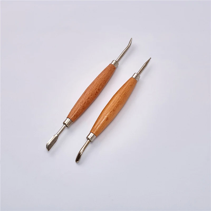 2pcs Leather Craft Tool Set Modeling Stylus Carving Tool Embossing Carving Blade Press Design Tool