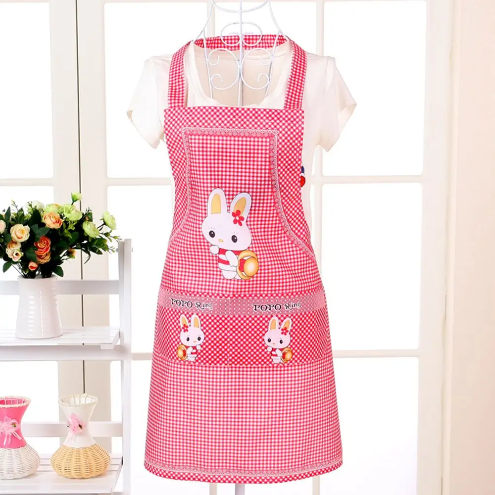 Cute Cartoon Rabbit Kitchen Apron for Men Women Home Cleaning Tools Pink White Waterproof Apron Cotton Linen Easy to Clean House