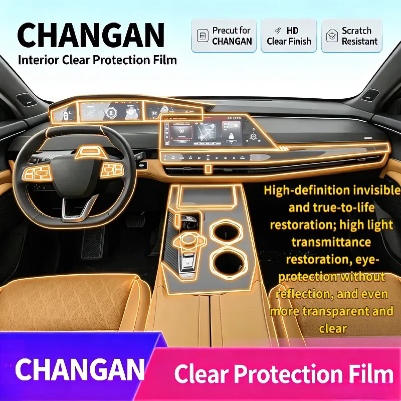 For 21-26 Changan UNI-K button interior trim screen dashboard car sticker special transparent protective film