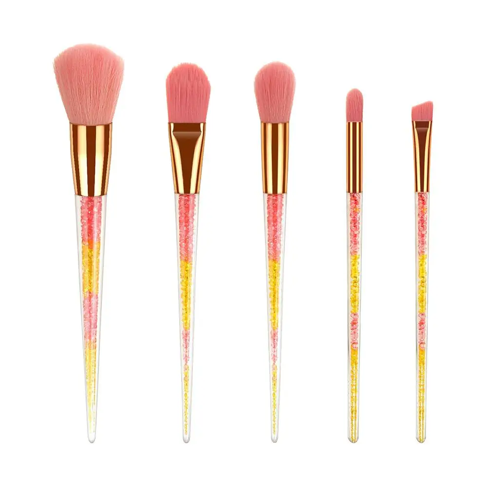 

5pcs Transparent Handle Makeup Brushes Set Durable Reusable Professional Lightweight Portable Foundation Blush Powder