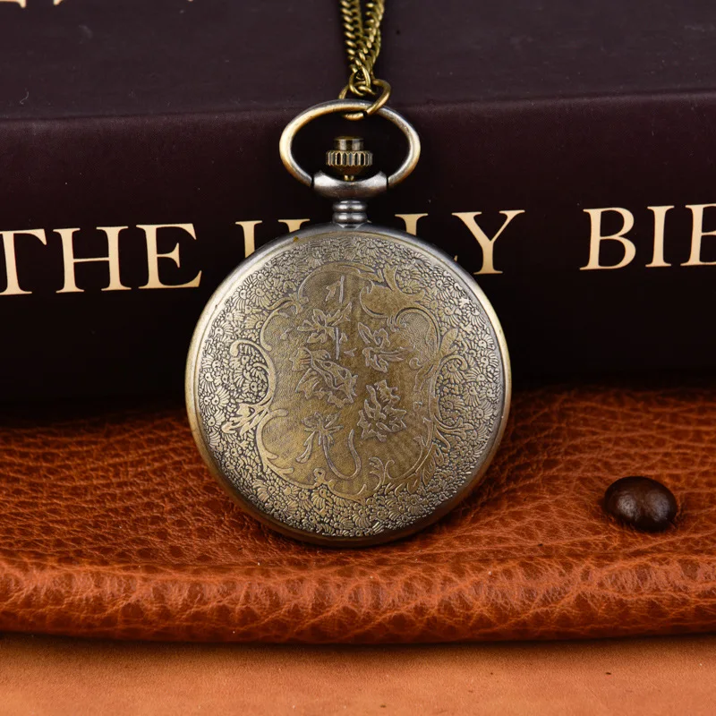 Duży retro brązowy zegarek kieszonkowy na wróble dziwne miasto XINGX symbol kwarcowy zegarek kieszonkowy8830