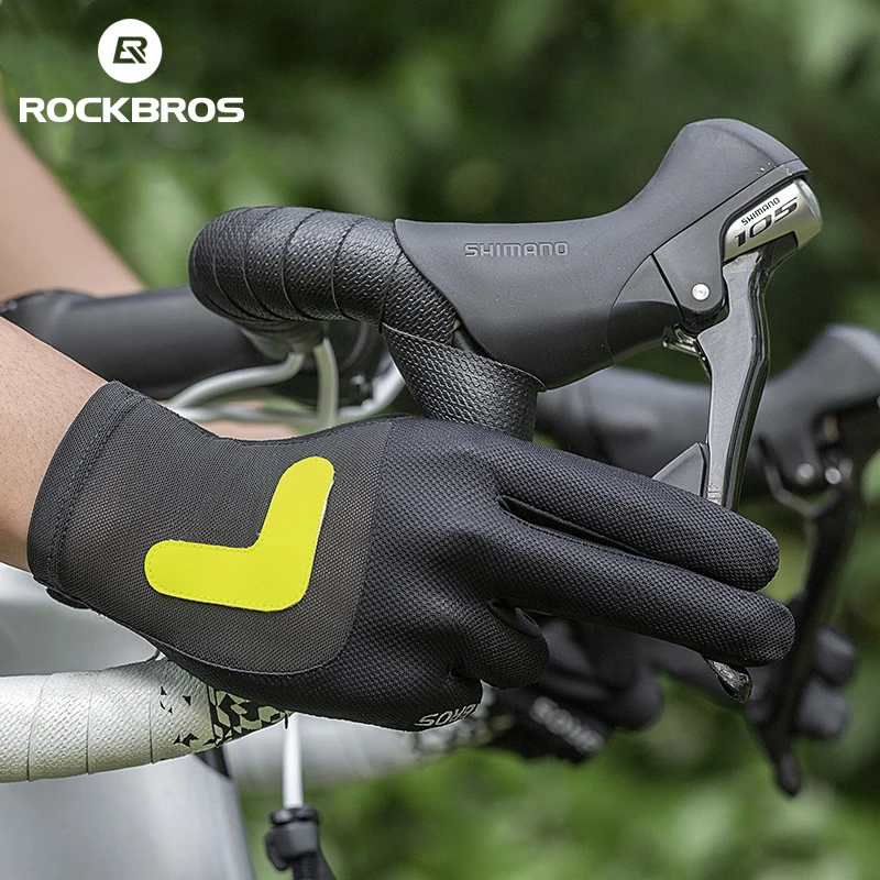 ROCKBROS Bike Gloves Touch Screen Full Finger Gloves MTB Road Reflective Ultralight Breathable Bicycle Gloves Cycling Equipment