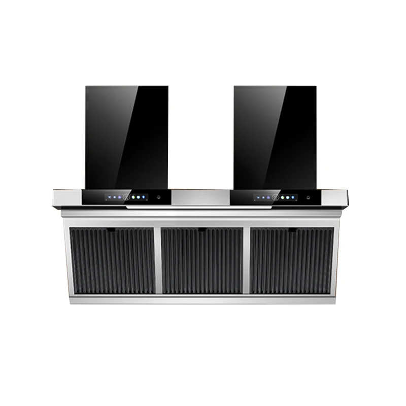 -For Home Kitchen Large Suction Top Side Double Suction Range Hood 7-shaped Range Hoods Kitchen Low Noise with Touch Switch&