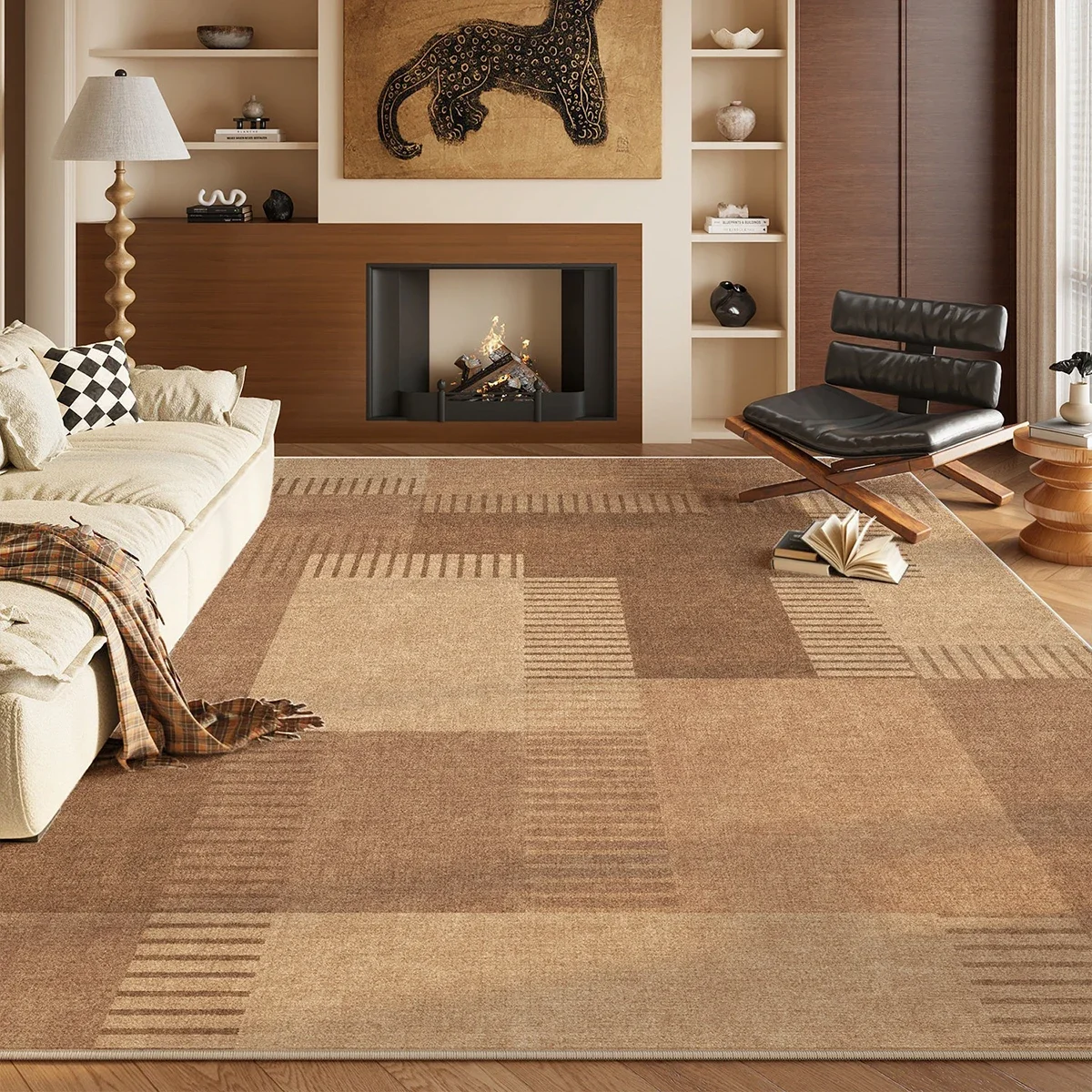 Brown Geometric Pattern Carpet for Living Room 200x300 Big Size Large Area Rug Short Plush Bedroom Floor Mat Home Decoration 러그