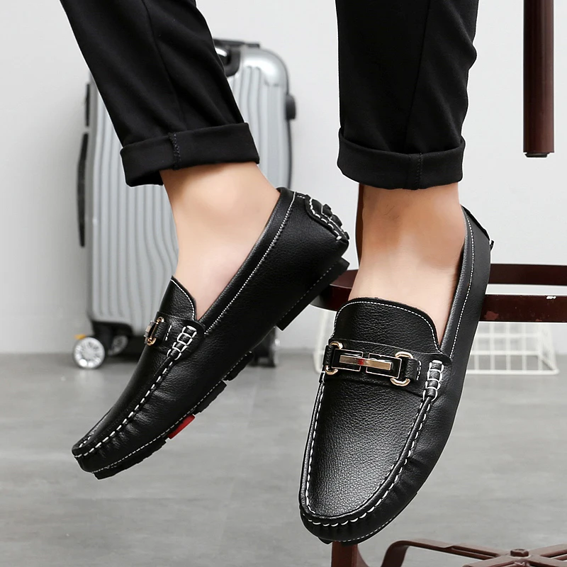 2025 New Model Handmade Soft-Soled Loafers for Men, Korean Style Casual Leather Shoes, Trendy Brand Slip-On Shoes
