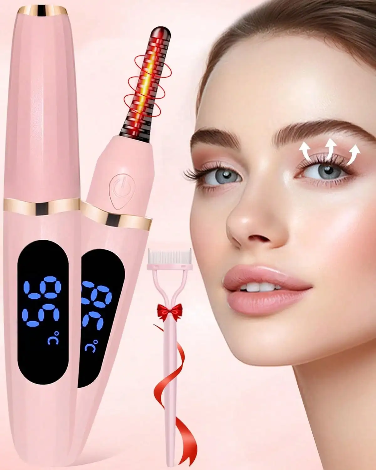 

Heated Eyelash Curlers - Eye Lash Curler Heat - Mini Electric Eyelash Curler With LED Display 3 Temp Settings USB Rechargeable N