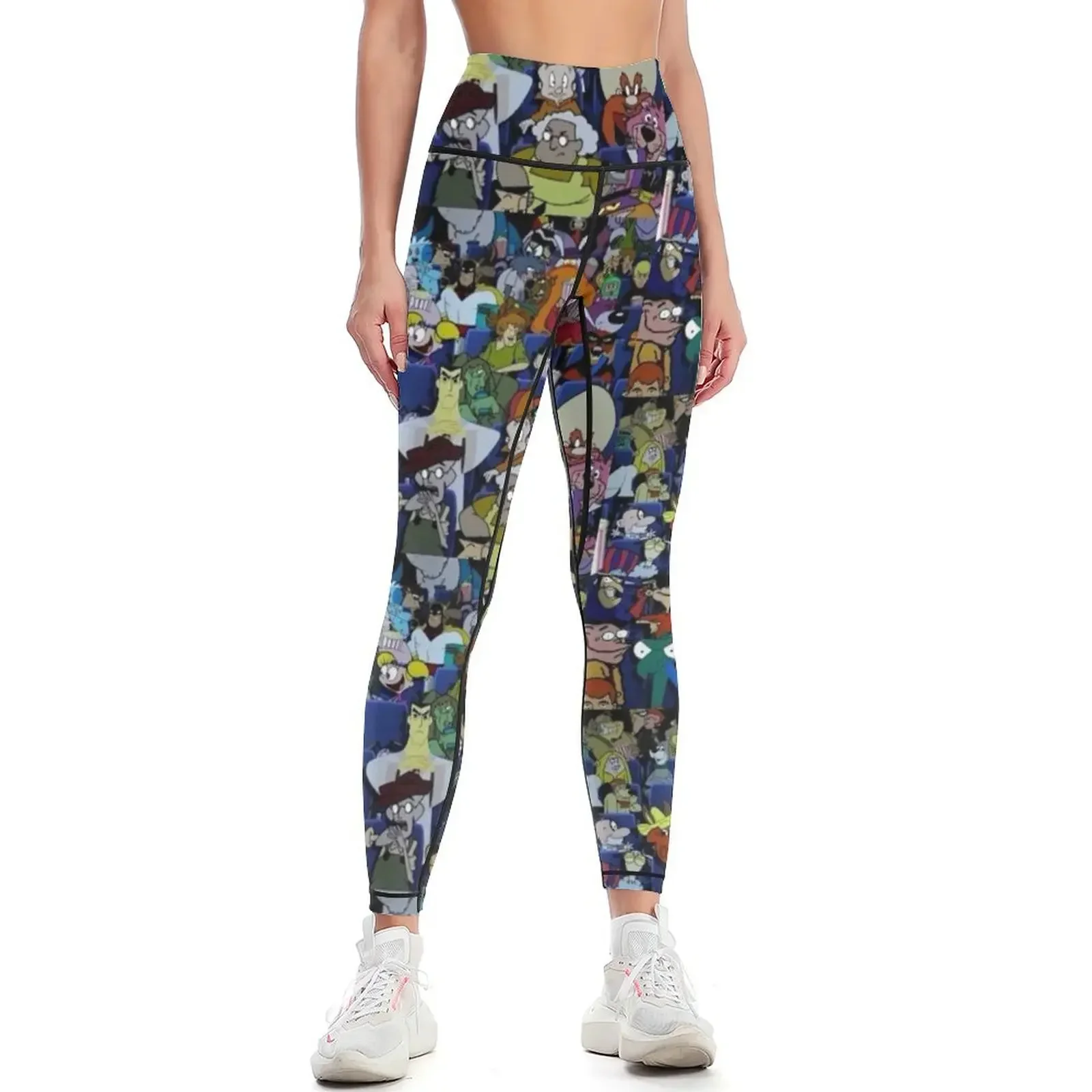 

old cartoons, retro cartoons, photo collage Leggings Sports pants for sport pants for physical fitness set gym Womens Leggings