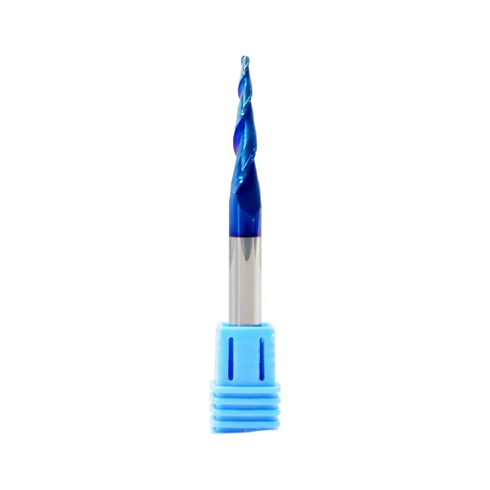 1/4 haste de carboneto sólido borda dupla nano azul bola fresa roteador bit carpintaria cnc fresa
