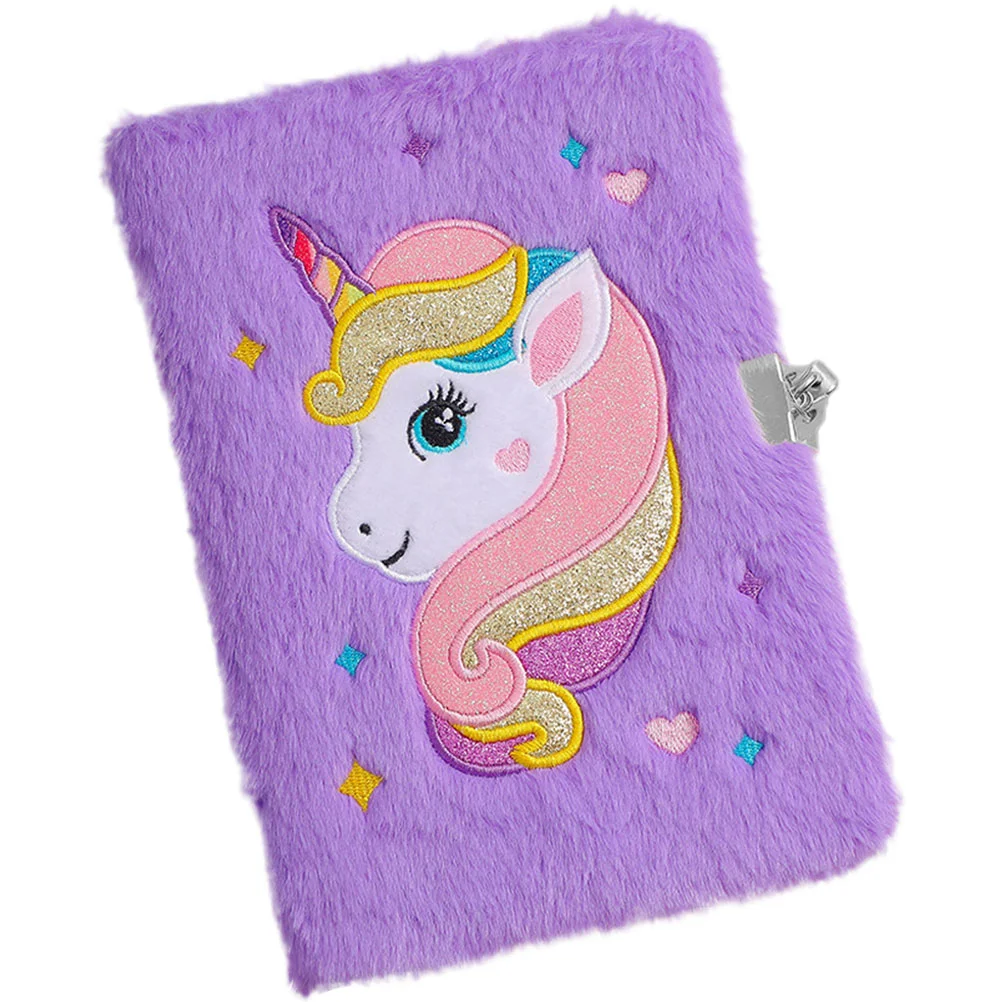 caderno de pelucia unicornio com fechadura e chave amplamente amado quarto diario fofo para meninas adoravel notebook de escritorio 01