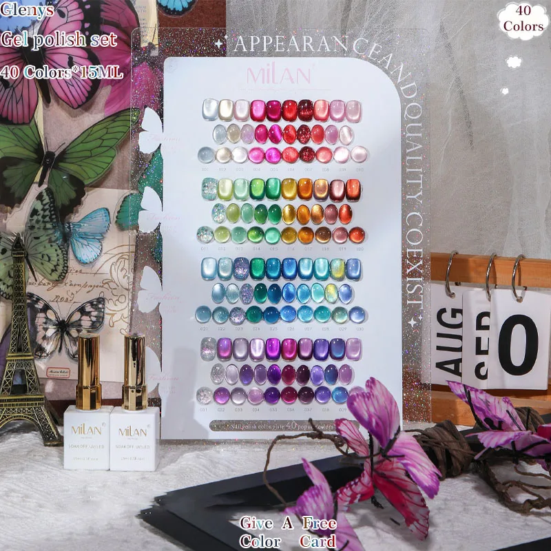 

Glenys 40-цветные тени мечты при свечах кошачий глаз лак для ногтей гель-сетка красный популярный погружной гель цветная карта набор лаков