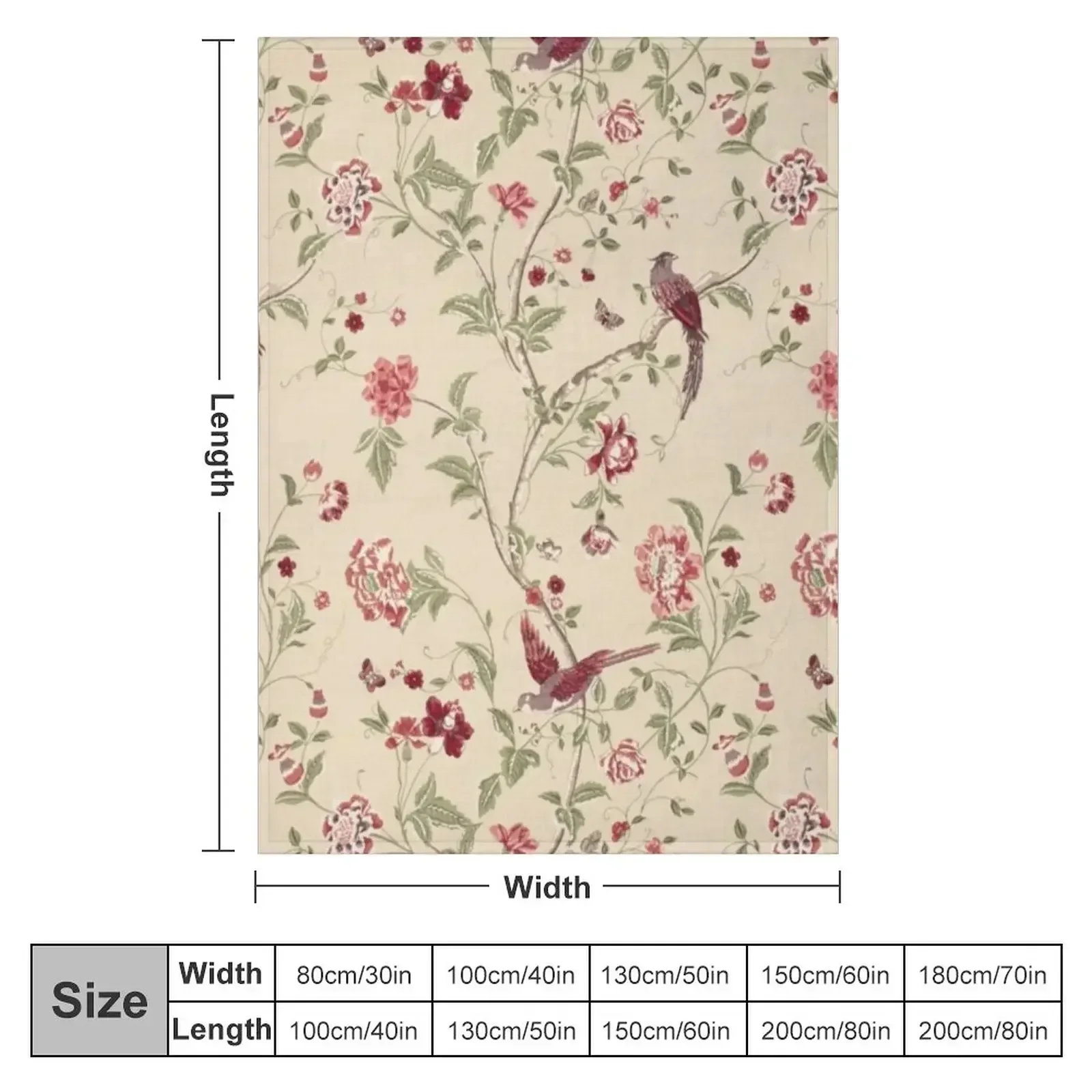 Laura Ashley flowers brids Throw Blanket Warm Flannel Blanket for Couch Chair Bedroom
