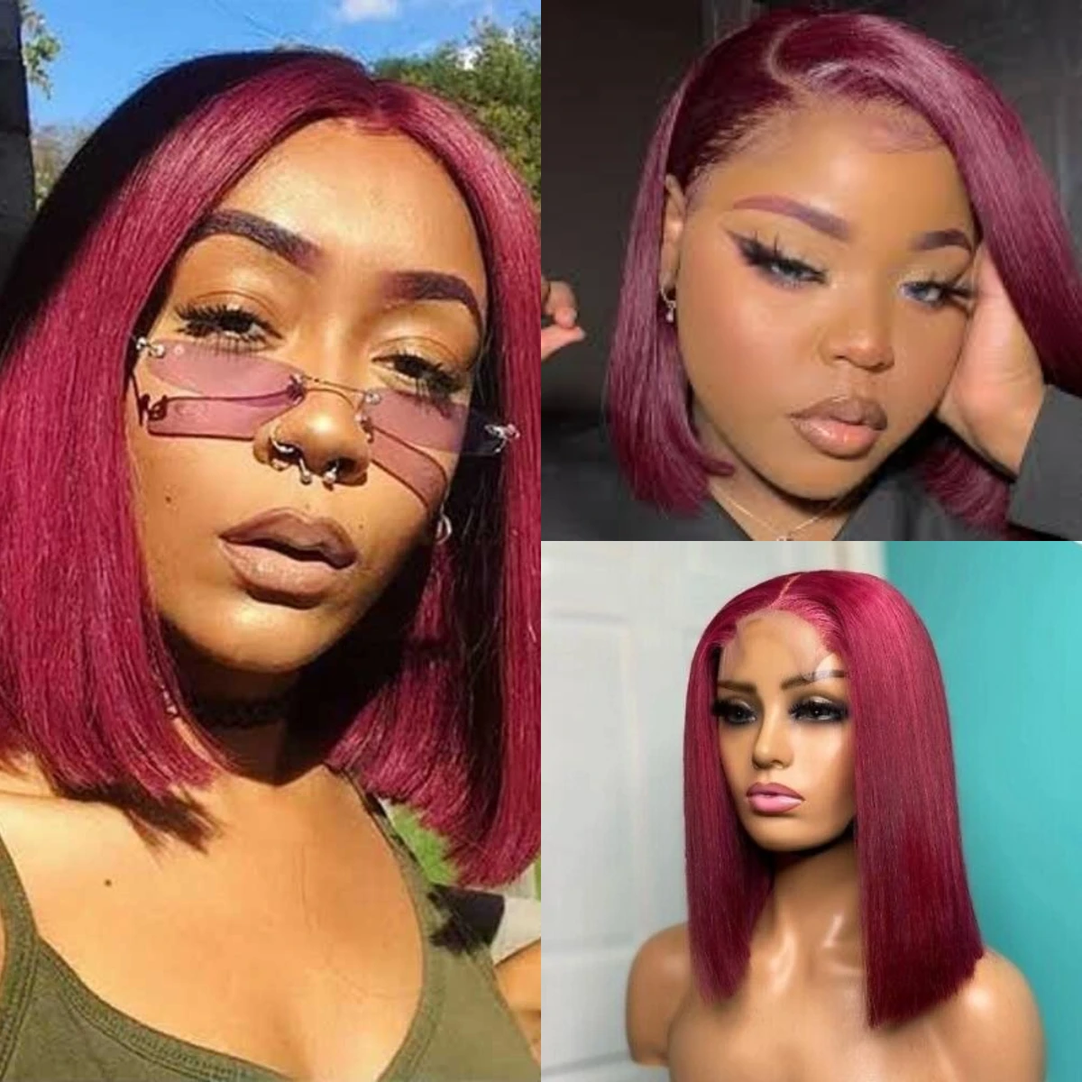 99J Red Bob Hair Wig Straight Bob Wigs Lace Front Human Hair Wigs 13x4 Lace Frontal Human Hair Wigs прямые для женщин Распродажа