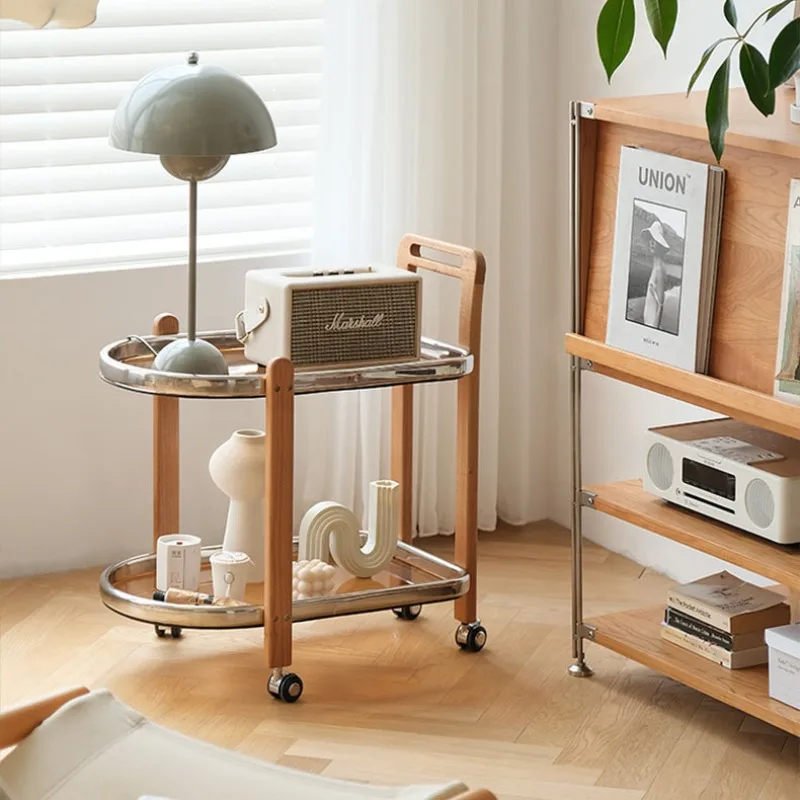 

Solid wood trolley living room rack cherry wood small apartment tea table sofa coffee table side table all solid wood