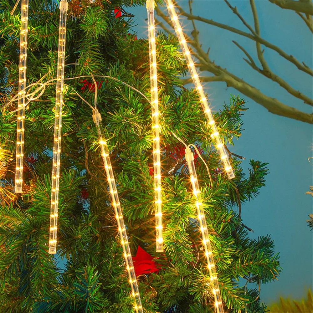 Battery Powered Party Decorations Street Light Meteor Shower Rain LED Fairy String Lights Wedding Christmas 2025 Ramadan Decor