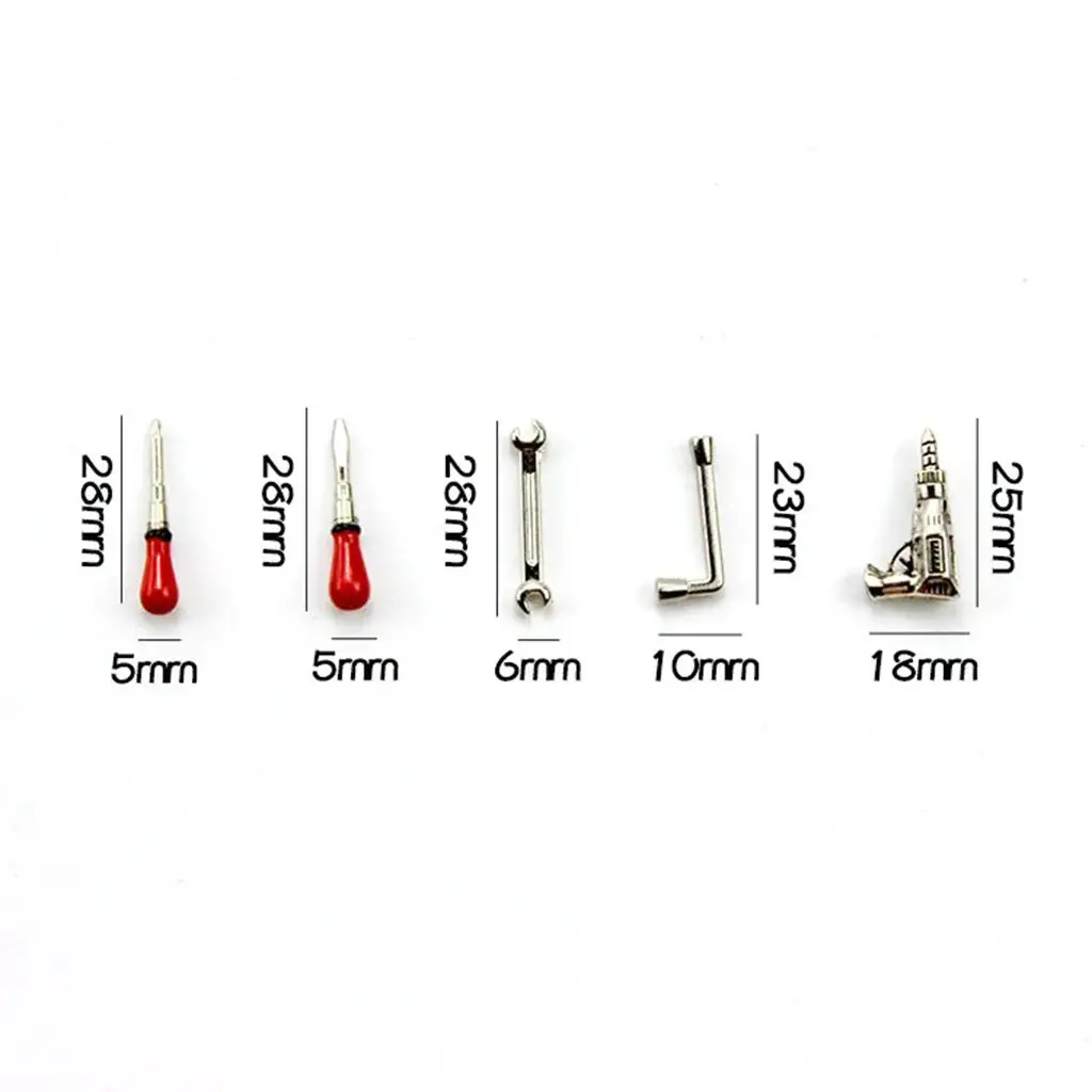 1:12 Dollhouse Miniature 4-Piece Tool Set-Realistic Drill &Wrench Model, Mini Household Tool Kit, Dollhouse Life Scene Accessory