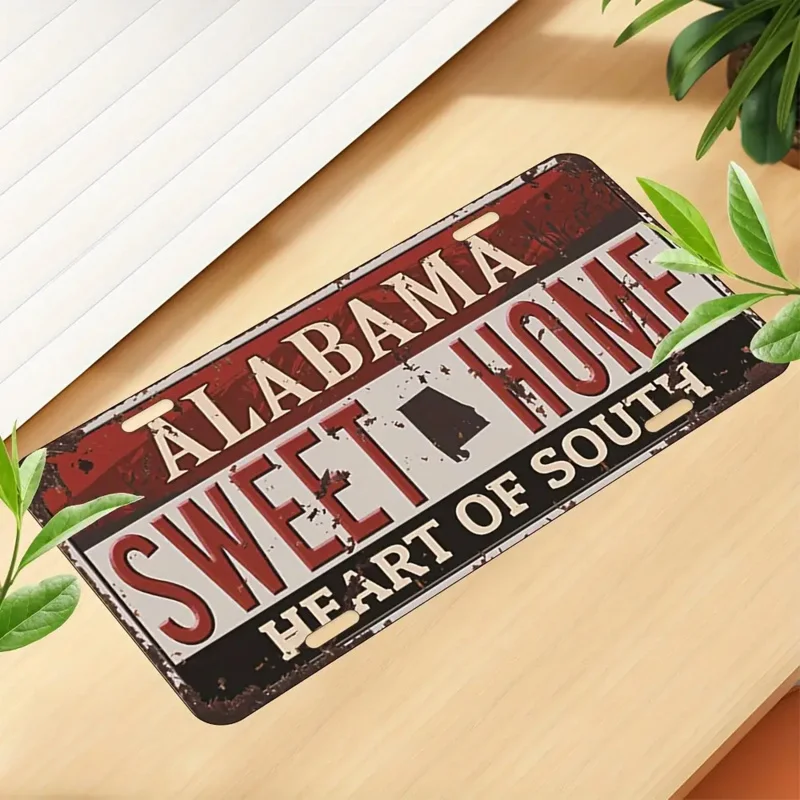 مسطح ثنائي الأبعاد - لافتة معدنية كلاسيكية من الألومنيوم مع طباعة ريفية ثنائية الأبعاد، ديكور صناعي متين مسطح ثنائي الأبعاد #6