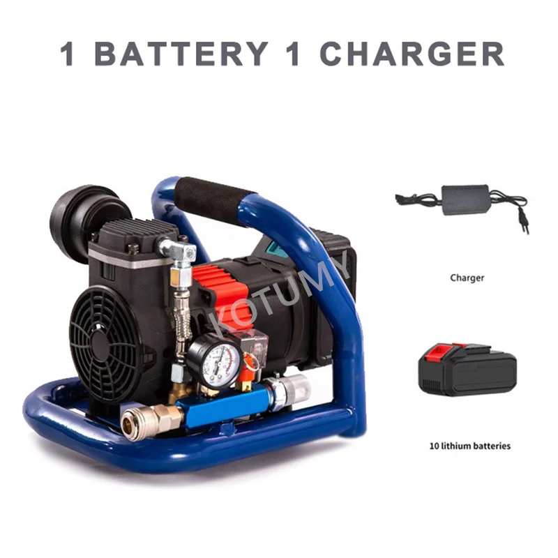 ضاغط هواء قابل لإعادة الشحن، منفاخ إطارات السيارة/الدراجة، مضخة كهربائية لاسلكية، تتضمن البطارية والشاحن #6
