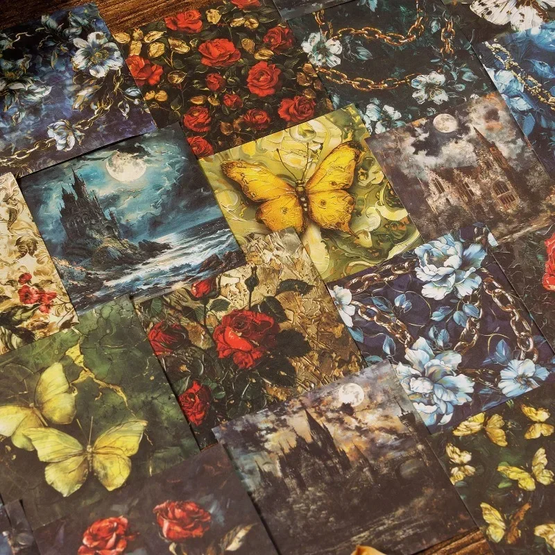 30Sheets Vintage Gothic Castle Stickers Resurrection Castle Series Butterfly Floral Journal Collage Decoration Supplies Kawaii