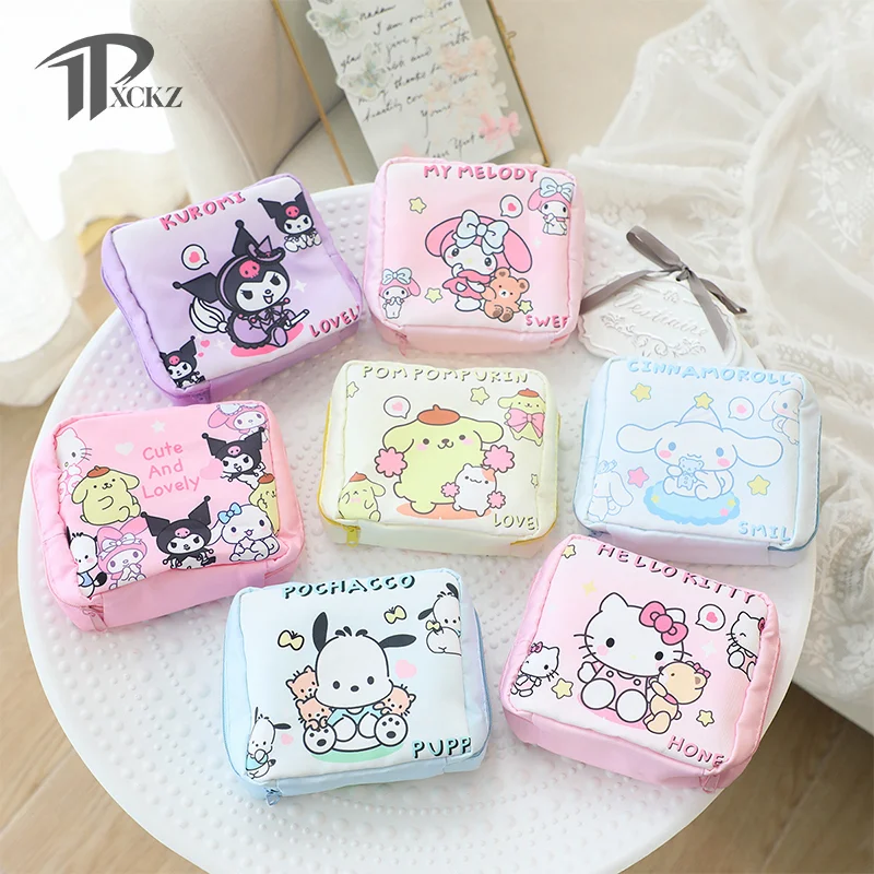 

Cartoon Sanrio Women Sanitary Napkin Storage Bag Mini Cosmetics Zipper Coin Purse Bag Coin Purse Bag Gift