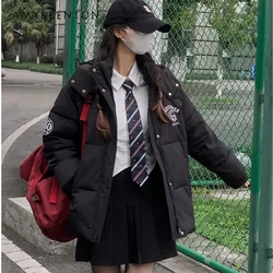 Ropa de algodón de estilo informal para niña, ropa ajustada y holgada de algodón con bolsillo negro y sombrero, cremallera recta, botonadura única y pantorrilla, 2024
