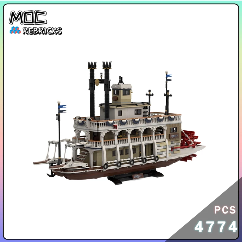 

MOC Building Blocks Series widened Steamboat DIY Assembly Technology Bricks High-tech Large Ships Collector Sets Toy Gifts