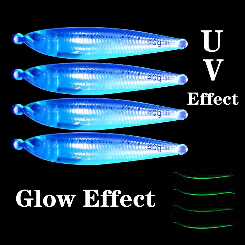 AS Slow JIg Lure Fishing UV Glow Jig 3D Print Falling Angler 60g80g Metal Hard Bait Sinking Jigging Pesca Bait