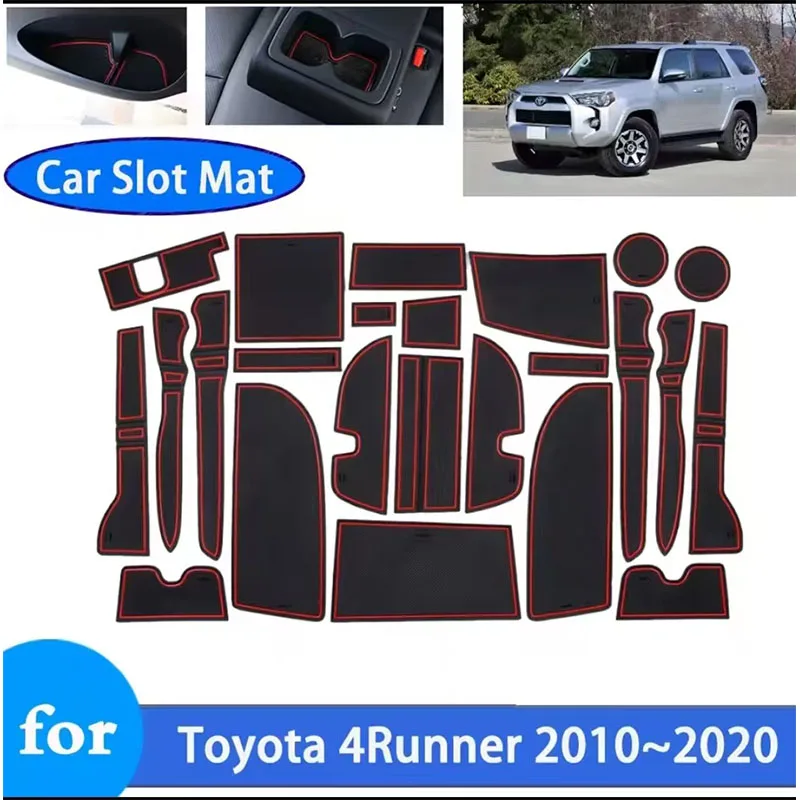 Non-slip Rubber Mat Door Groove for Toyota 4Runner 2010 ~ 2020 4 Runner Anti-slip Gate Slot Mats Cup Car Stickers Accessories