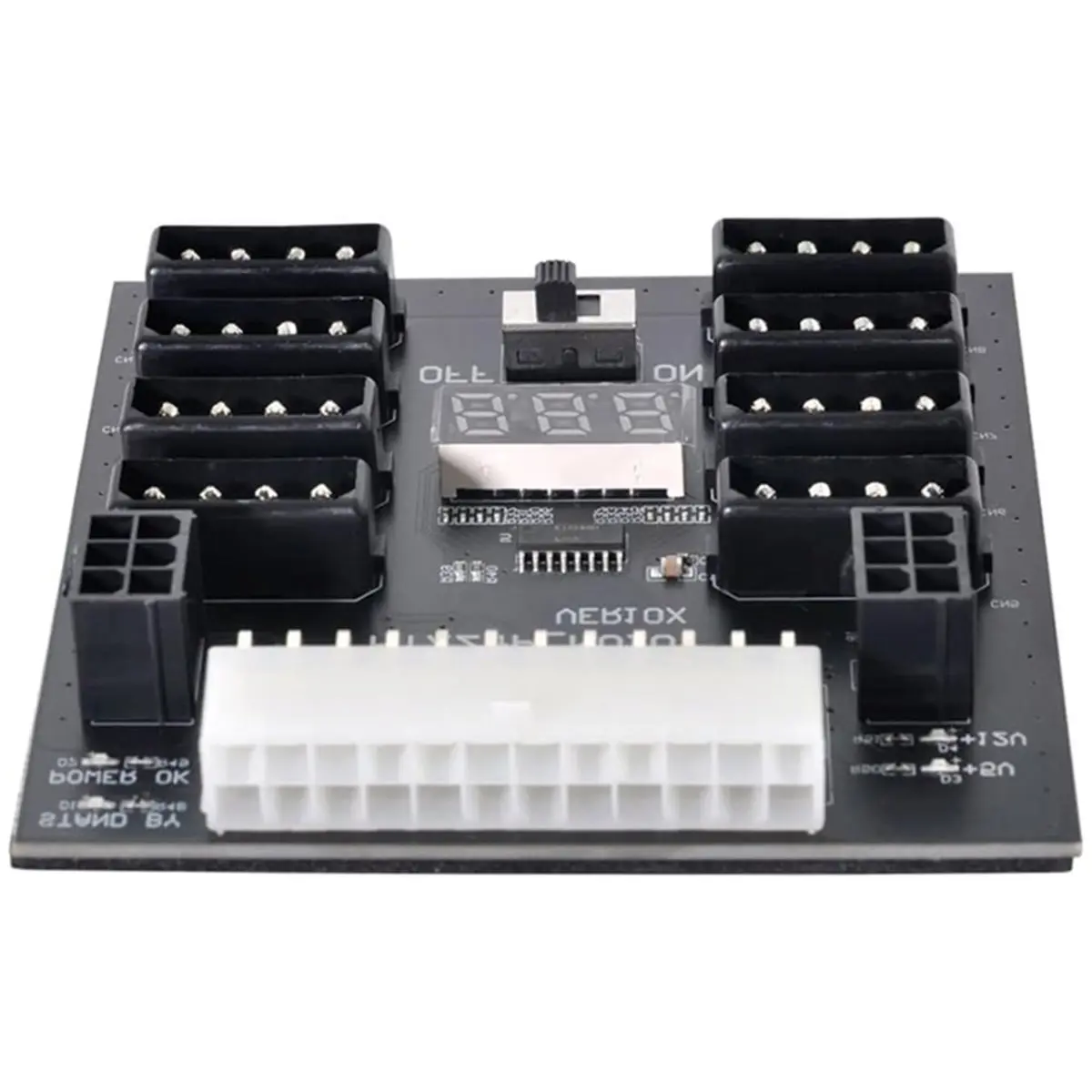 Y792A*☀▃ATX Server PSU Power Board 24Pin to IDE 8X 4Pin +2X 6Pin Power Supply Board for ETH BTC Mining Miner