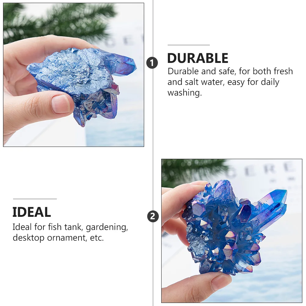 

Blue Crystal Cluster Natural Stones for Fish Tank Aquarium Gardening Desk naments Safe Durable Household Decor