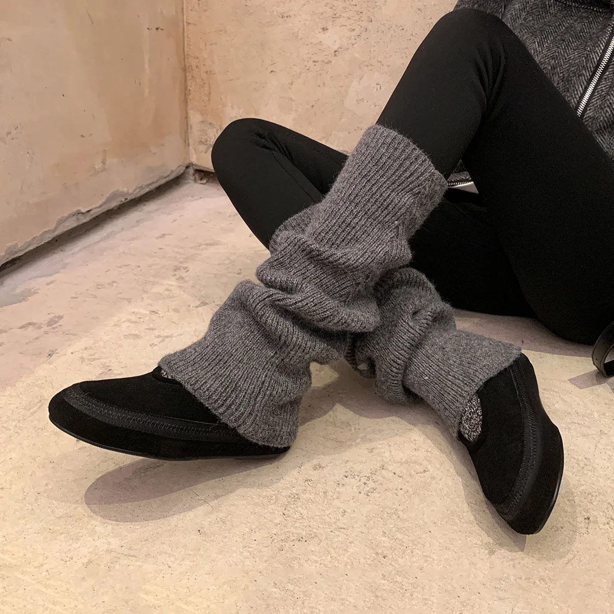 أردن فورتادو الشتاء البقرة المدبوغ منصة سميكة الصوف الثلوج الأحذية جولة تو سحب على كعب متوسط شقة أحذية قصيرة حجم كبير #4