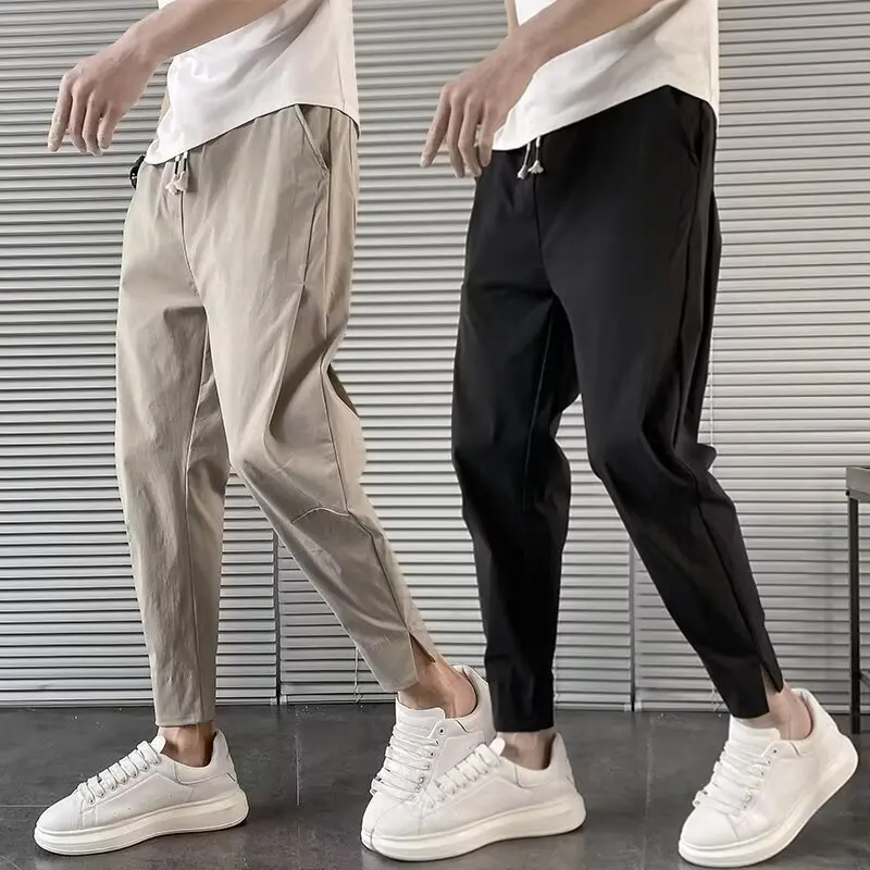 Pantaloni Harem tinta unita pantaloni da uomo pantaloni a matita elastici in vita per uomo pantaloni attillati alla caviglia pantalones hombre Streetwear corea