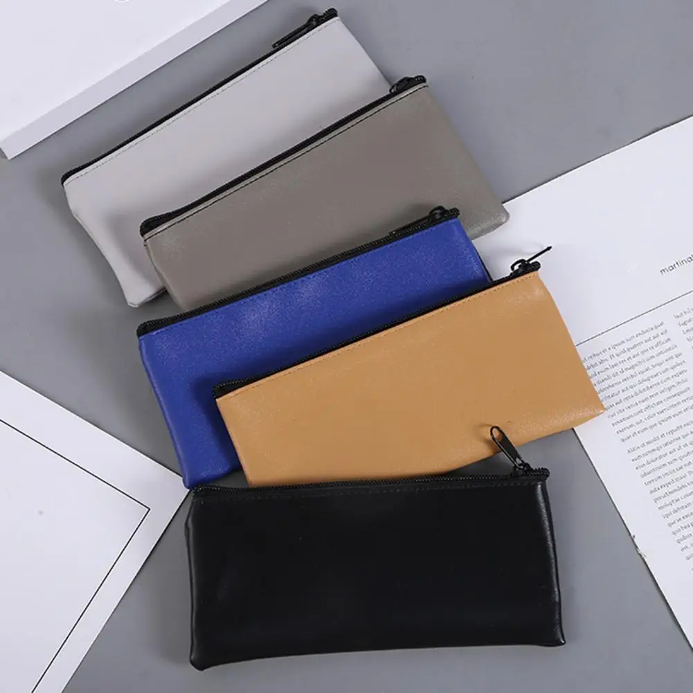 Пенал из искусственной кожи на молнии, чехол для ручки для денег, безопасная банковская сумка, кошелек для монет, купюр, чеков, счетов, косметические инструменты