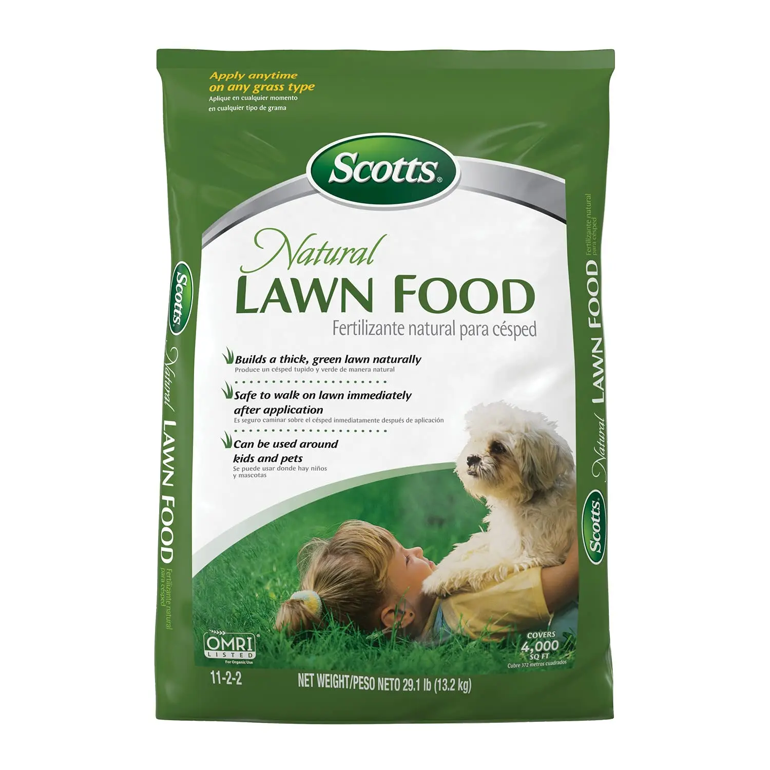 

Natural Lawn Fertilizer for All Grass Types, Apply Any Season, OMRI Listed, Covers 4,000 sq. ft., 29.1 lbs.