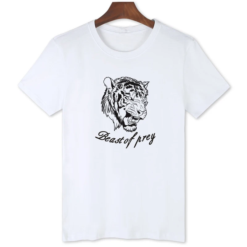 Animal Series Tiger Print T-Shirt Personality Fashion Men's Casual Tops Tees Hot selling European creative Shirts B1-77