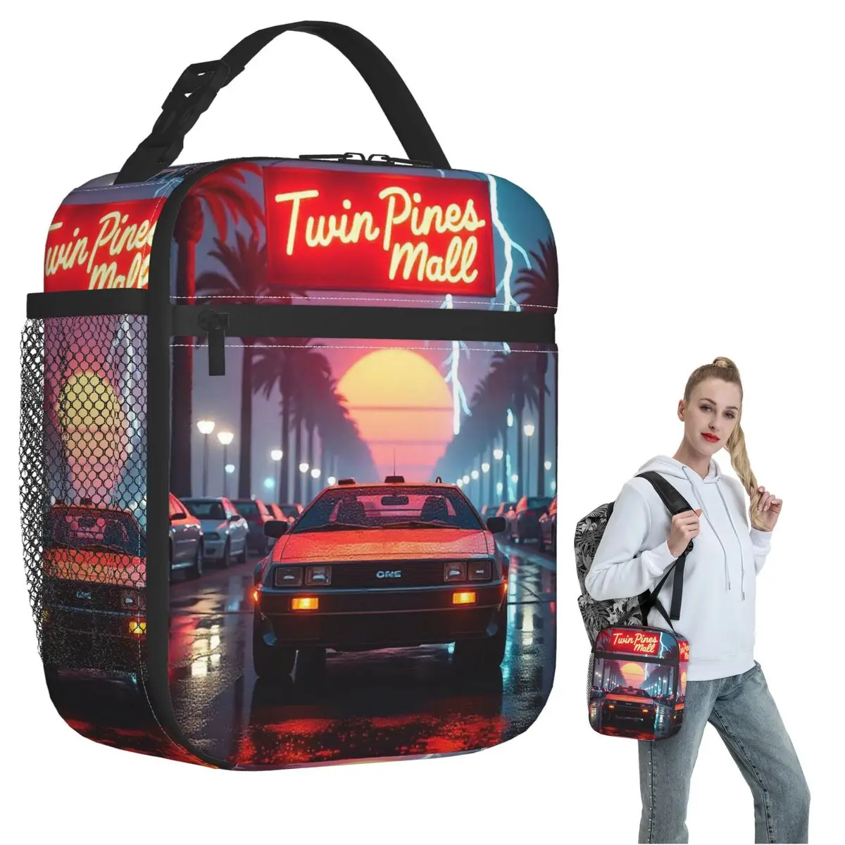DeLorean Time Machine Back To The Future Insulated Lunch Bag for Women Children Leakproof Food Boxes Thermal Lunch Box Tote
