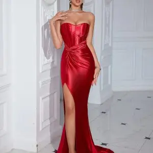 

Customized Classic Charmeuse Pleat A-line Strapless Long Dresses Bespoke Occasion Dresses Exquisite Fashion Sizes Available Sexy