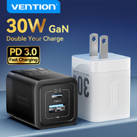 Vention 30W GaN USB C Charger, PD3.0 QC3.0 Fast Charger for iPhone 16 15 14 Pro Samsung Xiaomi iPad Pro Foldable Travel Adapter