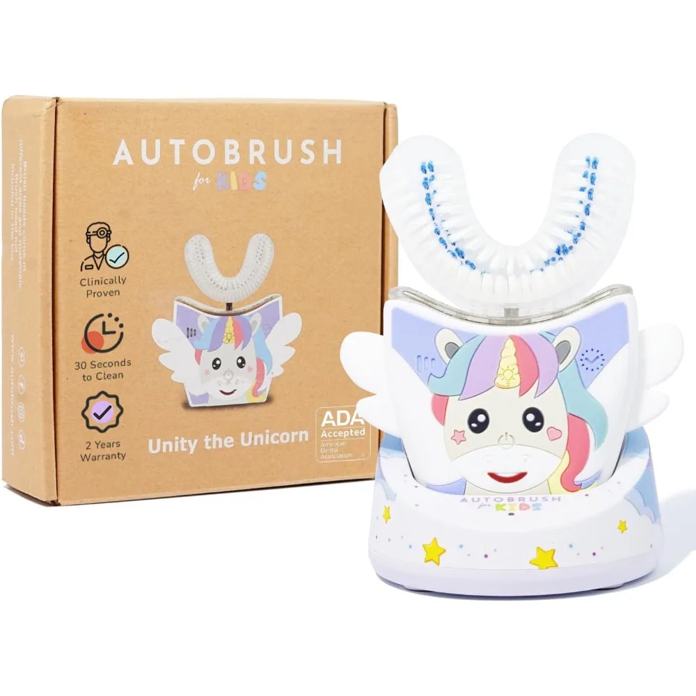 

Kids U Shaped Electric Toothbrush, ADA Accepted, Sonic Pro with Unique 360° Nylon Bristles 3 Cleaning Modes,