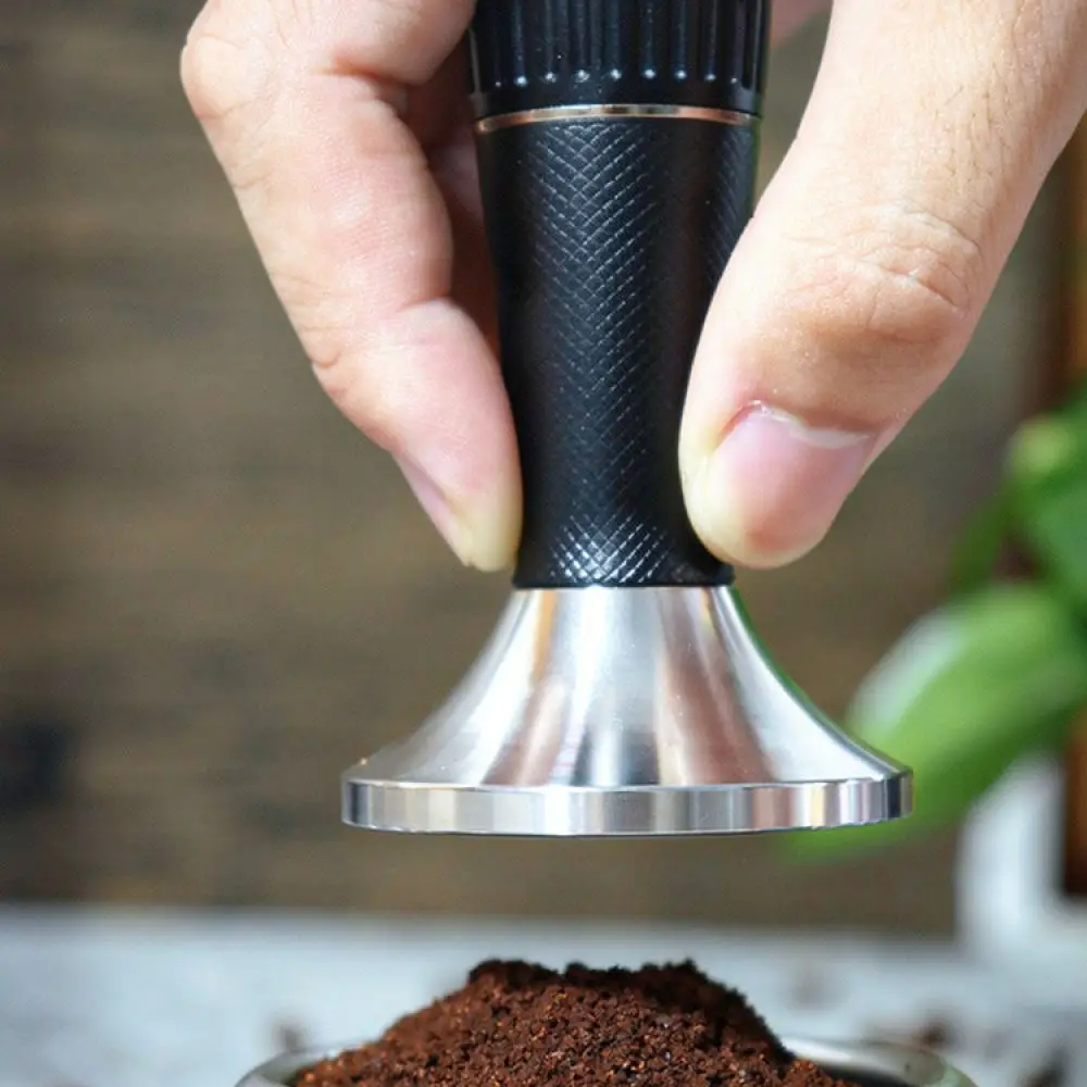 Two In One Espresso Tamper Distributor Stainless Steel Coffee Powder Press Tool Mesh Grip Design Barista Kitchen Equipment