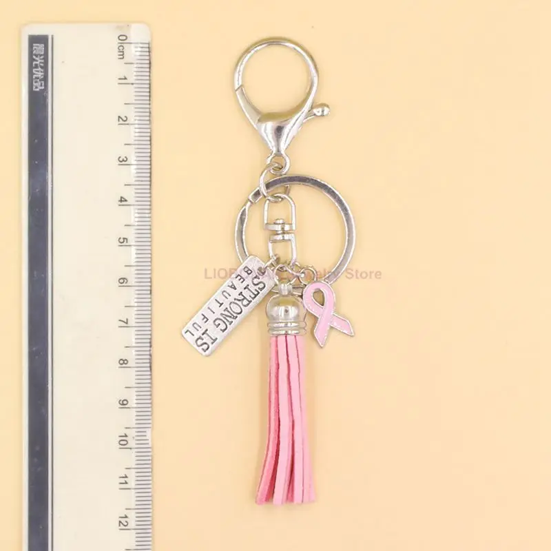 New Breast Cancer Awareness Key Chains Keyring Strong is Beautiful She Believed Never give up Charms Keychain Jewelry Gifts