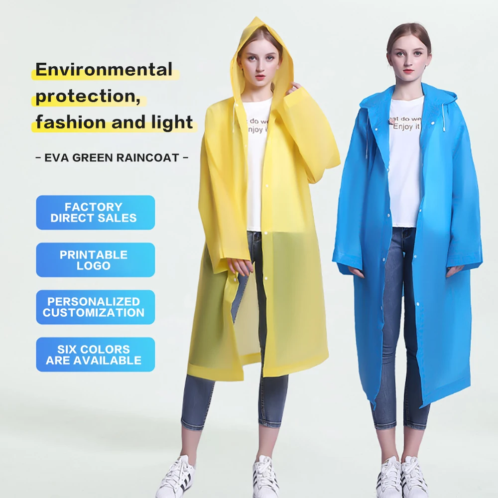 1pcs EVA Adult Raincoat Kid Adult Thickened Waterproof Rain Coat Girl Boy Outdoor Hiking Travel Reusable Rain Jacket